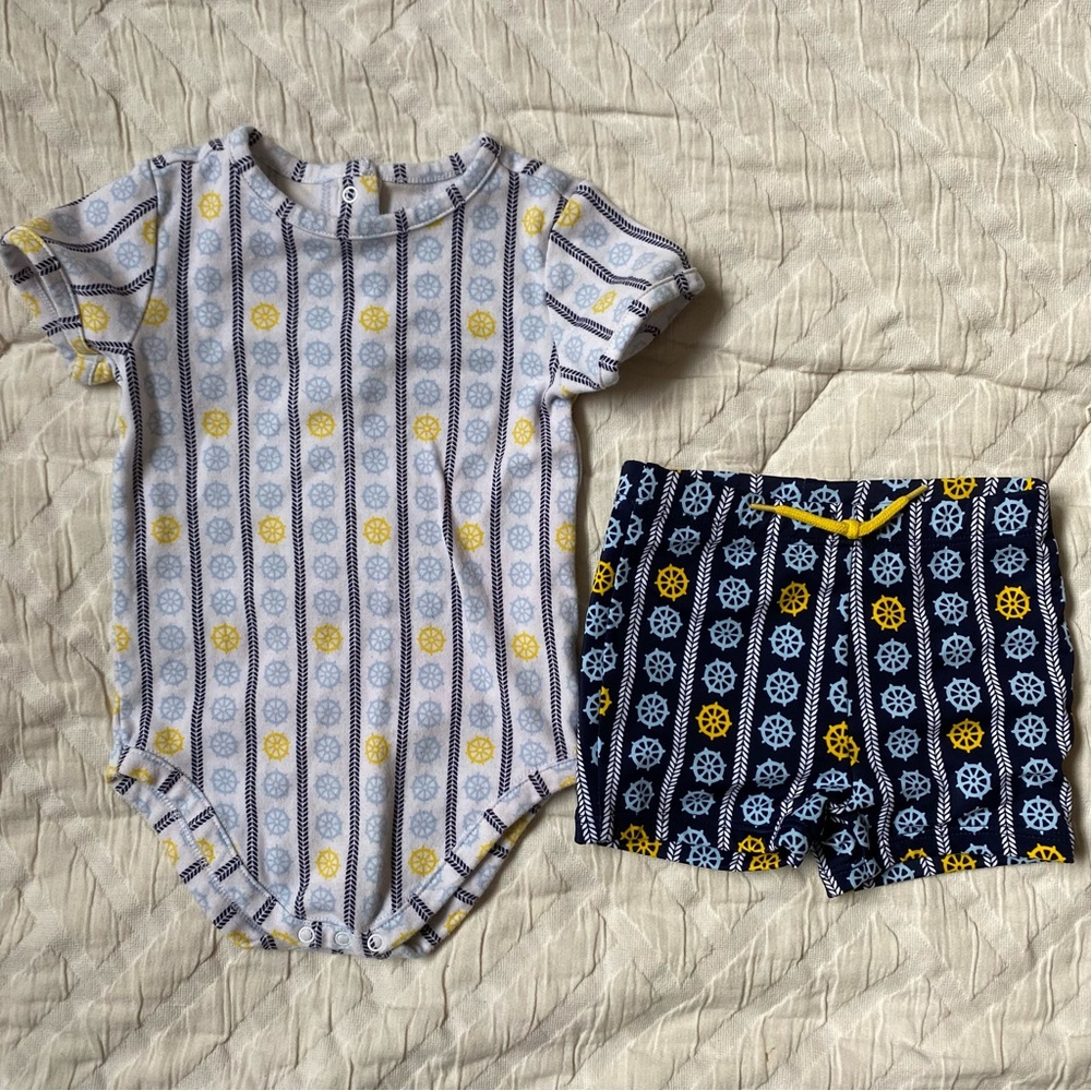 Janie & Jack Ship Wheel Bodysuit & Swim Shorts